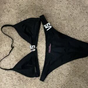 Victoria's Secret Black bikini with Rhinestone VS Charm